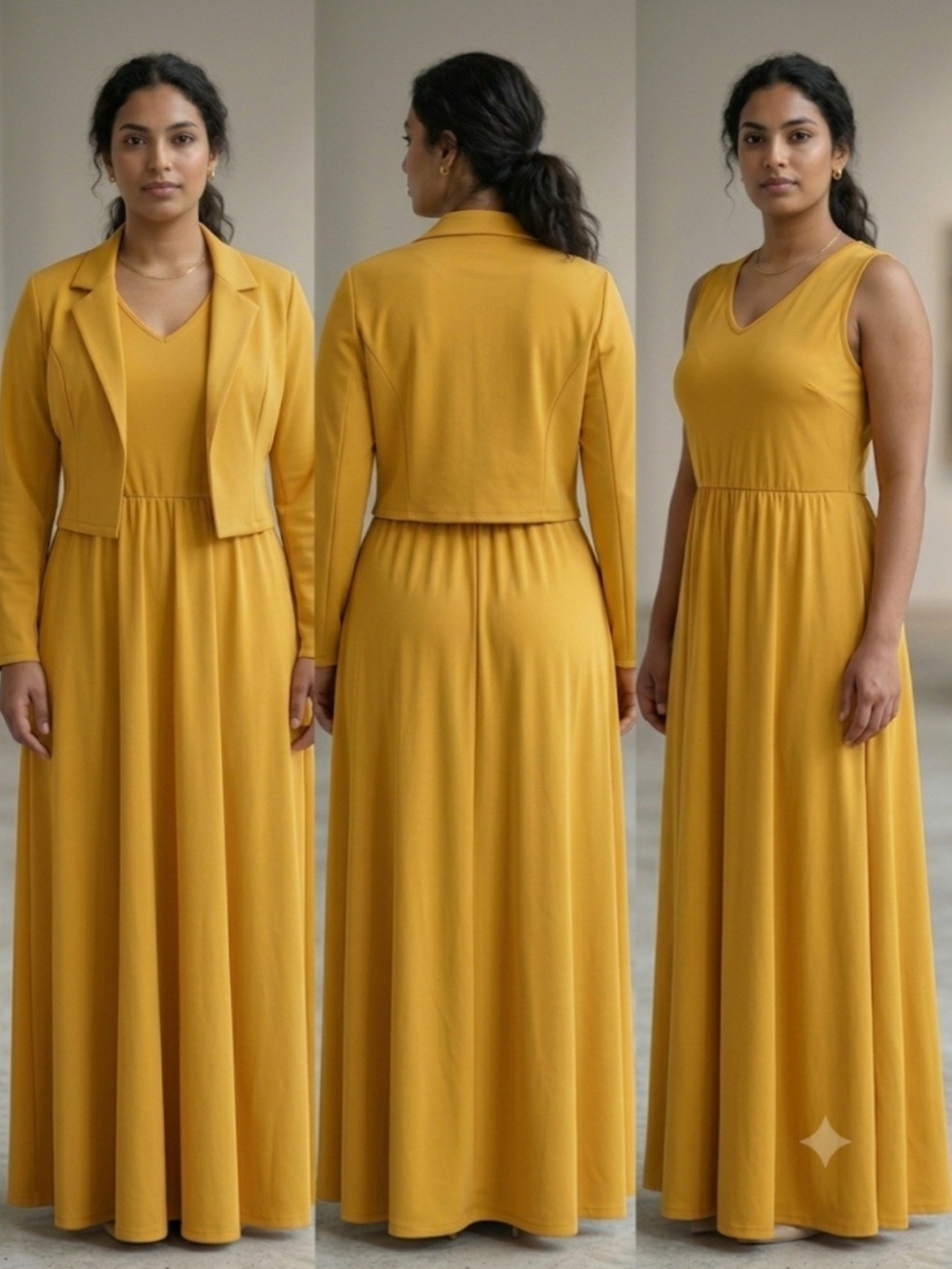 NWOT Mustard Yellow Sleeveless 2-Piece Maxi Dress & Matching Blazer Set 2XL
